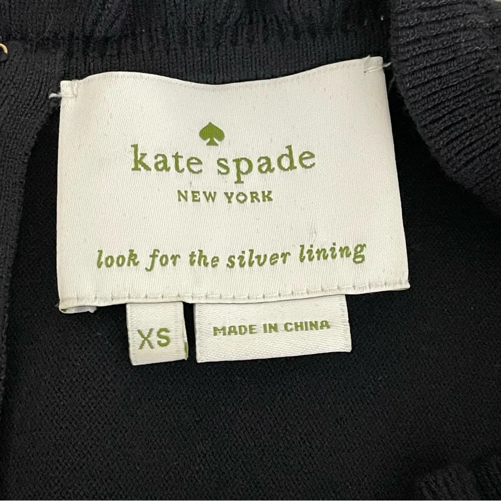 Kate Spade Sweater Dress Knit Pointelle Ruffle Neck Sleeves Fit & Flare Classic